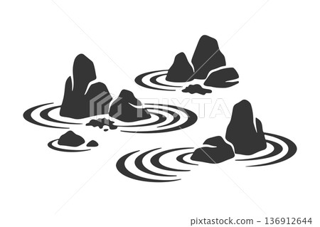 枯山水剪影圖標 枯山水剪影圖標 136912644