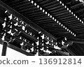 Monochrome diagonal beauty of Japanese architectural beam structure 136912814