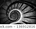 The structural beauty of a monochrome spiral staircase 136912816