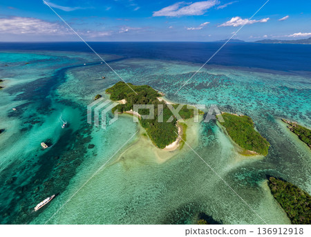 Aerial view of Kabira Bay, Ishigaki Island (photographed by drone) 136912918