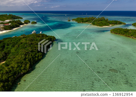 Kabira Bay, Ishigaki Island (aerial photography by drone) 136912954