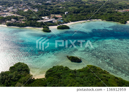 Kabira Bay, Ishigaki Island (aerial photography by drone) 136912959