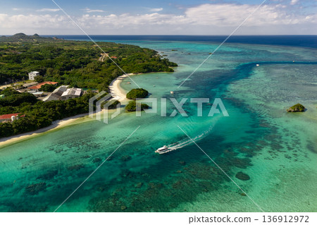 Kabira Bay, Ishigaki Island (aerial photography by drone) 136912972