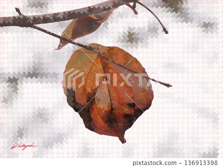 Digital illustration of autumn dogwood leaves and houndstooth pattern Digital illustration of autumn dogwood leaves and houndstooth pattern 136913398