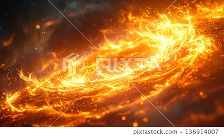 受太陽耀斑啟發而產生的金色能量漩渦(熱能、等離子體、核融合) 受太陽耀斑啟發而產生的金色能量漩渦(熱能、等離子體、核融合) 136914007