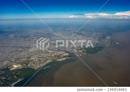 buenos aires aerial from airplane window buenos aires aerial from airplane window 136914065