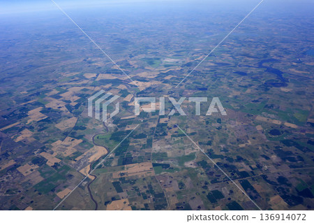 Farmed field near buenos aires aerial from airplane window 136914072