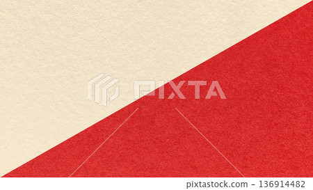 Light beige paper texture two color background with red diagonal split and copy space for template, banner, presentation 136914482