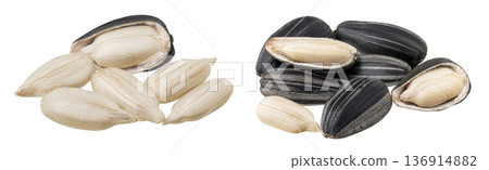 Sunflower seeds isolated on white background Sunflower seeds isolated on white background 136914882