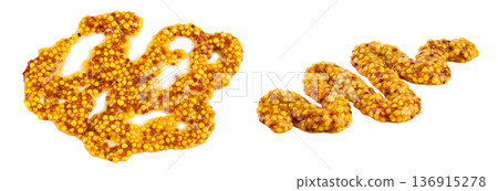 french mustard isolated on white background with full depth of field. Top view. Flat lay. 136915278