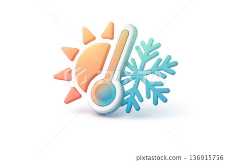 Modern temperature icon showing sun and snowflake symbolizing hot and cold weather contrast Modern temperature icon showing sun and snowflake symbolizing hot and cold weather contrast 136915756