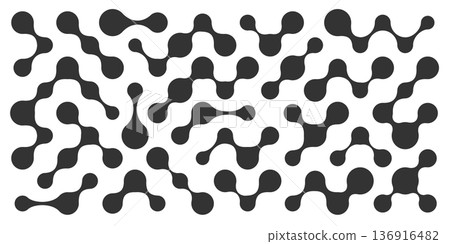 Modern tech abstract metaball shapes set. Scientific design elements, figures molecule logo, sign, icon, morph, molecular structure, scientific network template, chemical grid, liquid spotted, vector 136916482