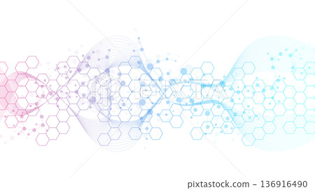 Structure molecule and communication Dna, atom, neurons. Science concept for your design. Connected lines with dots. Medical, technology, chemistry, science background. illustration. 136916490