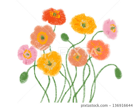 用蠟筆畫出的罌粟花 136916644