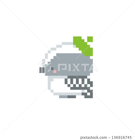 Pixel art of a green beret and a long-tailed tit chick 136916745