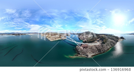 冬季氣仙沼大橋大橋的空拍VR照片 冬季氣仙沼大橋大橋的空拍VR照片 136916968
