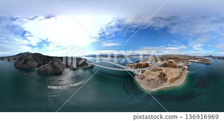 冬季氣仙沼大橋大橋的空拍VR照片 冬季氣仙沼大橋大橋的空拍VR照片 136916969