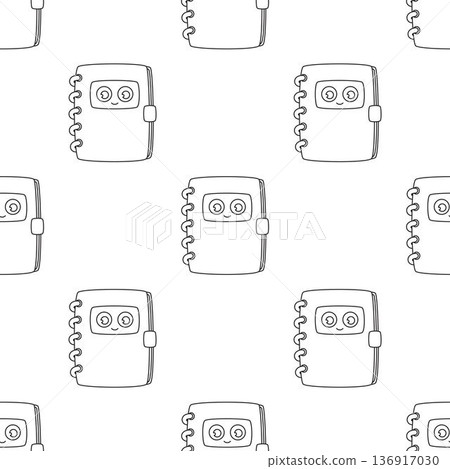 outline notebook seamless pattern 136917030
