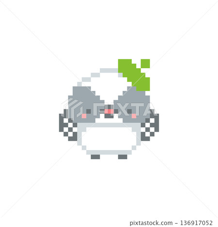 Pixel art of a green beret and a long-tailed tit chick 136917052
