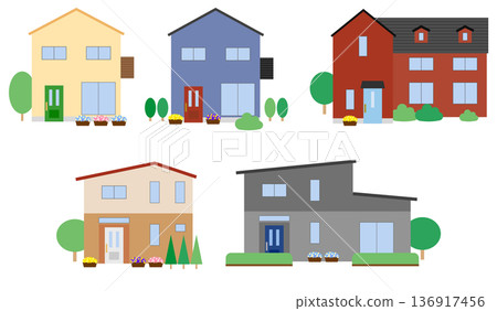 Colorful house illustration set Colorful house illustration set 136917456