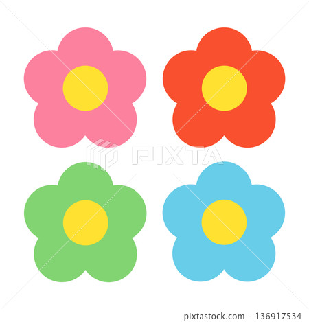 A set of four colorful flower illustrations. 136917534