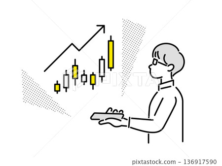 一名男子正在用智慧型手機查看股票圖表。 136917590