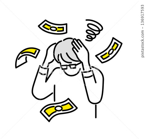 一個人擔心錢的插圖 136917593