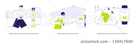 Smartwatch tracking features isolated cartoon vector illustrations se Smartwatch tracking features isolated cartoon vector illustrations se 136917680