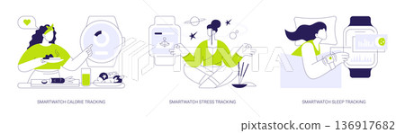 Smartwatch features isolated cartoon vector illustrations se Smartwatch features isolated cartoon vector illustrations se 136917682