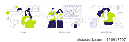 Students romantic relationship isolated cartoon vector illustrations se 136917707