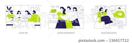 Students socialization isolated cartoon vector illustrations se 136917722