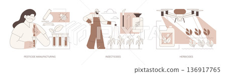 Use of pesticides isolated cartoon vector illustrations se Use of pesticides isolated cartoon vector illustrations se 136917765