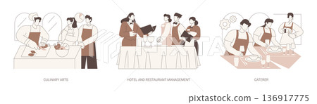 Hospitality courses isolated cartoon vector illustrations se 136917775