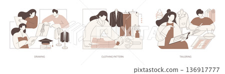 Fashion design school isolated cartoon vector illustrations se Fashion design school isolated cartoon vector illustrations se 136917777
