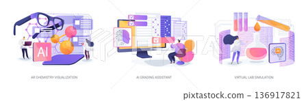 Immersive AI Tools for Learning abstract concept vector illustrations. 136917821