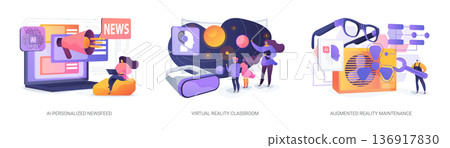AI and XR for Smarter Experiences abstract concept vector illustrations. 136917830