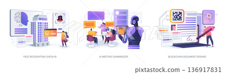 AI for Secure Digital Workflows abstract concept vector illustrations. 136917831