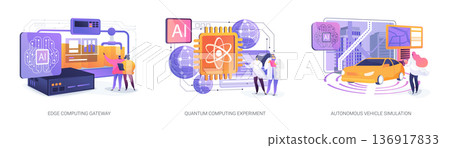 AI and Computing in Industry abstract concept vector illustrations. 136917833