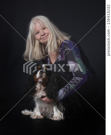 cavalier king charles and woman cavalier king charles and woman 136918282