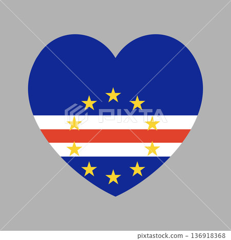 Cape Verde heart shaped icon. National sign sticker template. Flag of Cape Verde button, banner, badge in heart shape. 136918368