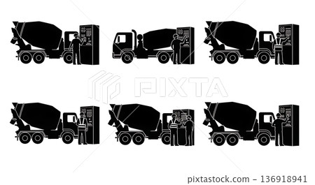 Black Solid Volumetric Mixer Adjust Silhouettes Set of Six on White Background Black Solid Volumetric Mixer Adjust Silhouettes Set of Six on White Background 136918941