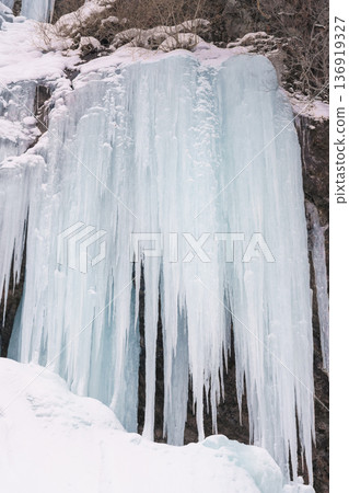 Ice explosion at Iori Falls in Oku-Nikko 136919327