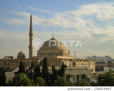 The Jalil Khayat Mosque above the city of Erbil in Iraq The Jalil Khayat Mosque above the city of Erbil in Iraq 136919407
