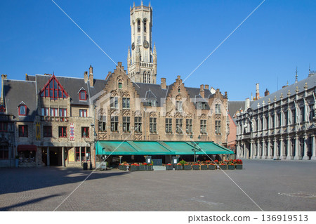 Central Bruges old town with Belfry on the background. 136919513