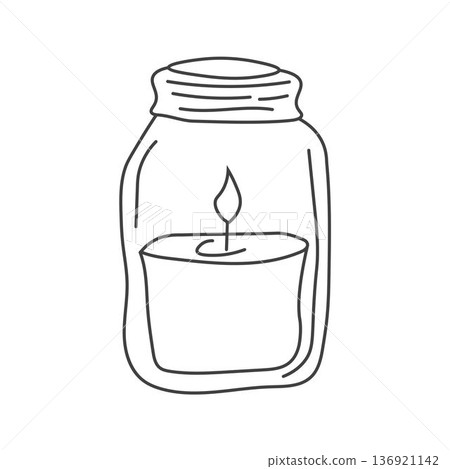 Burning aroma candle in a jar isolated on white background 136921142