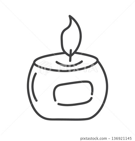Burning round aroma candle isolated on white background Burning round aroma candle isolated on white background 136921145