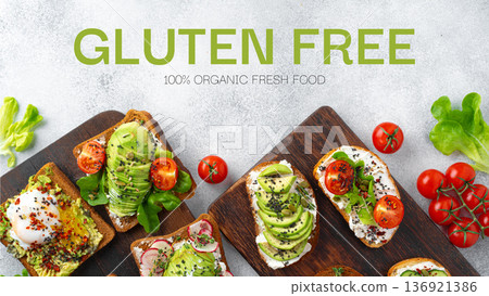 Menu background with variety of different vegan sandwiches 136921386