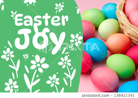 Celebrating Easter with colorful eggs and joy in a bright setting on a spring day 136921391