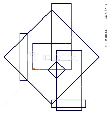 Geometric Abstract Pattern with Overlapping Shapes and a Single Orange Dot Geometric Abstract Pattern with Overlapping Shapes and a Single Orange Dot 136921685