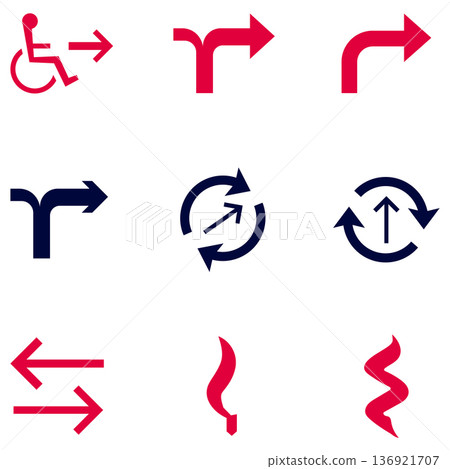 Vector Arrows Set: Directional Icons for Navigation, Recycling, and Accessibility Vector Arrows Set: Directional Icons for Navigation, Recycling, and Accessibility 136921707